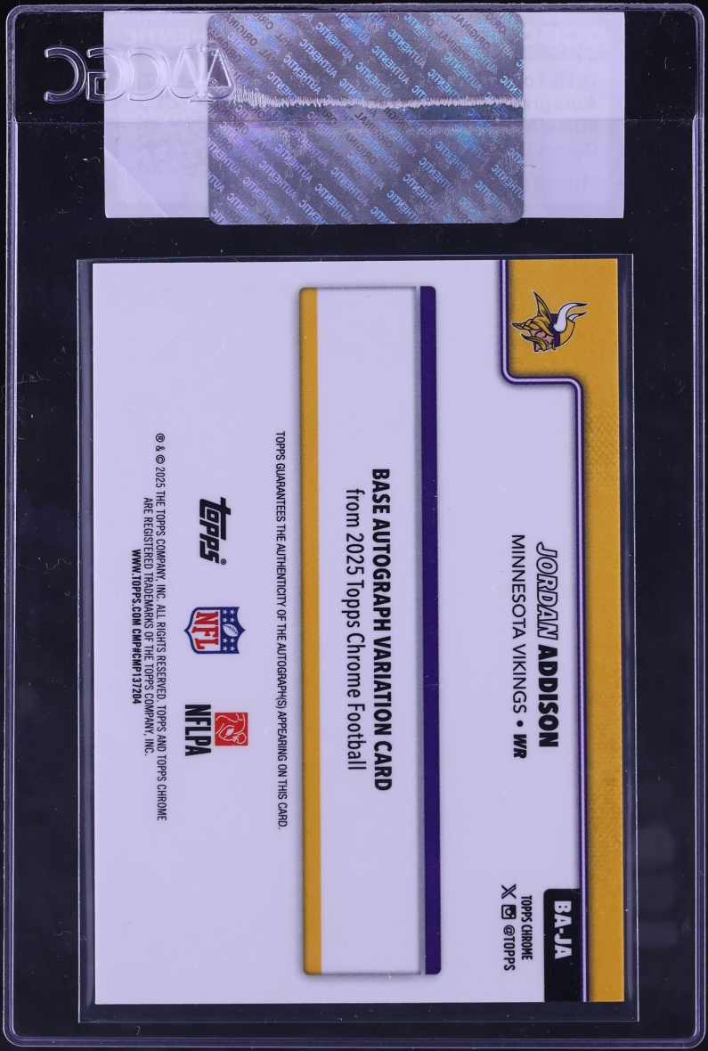 2025 Topps Chrome Green Geometric Refractor Jordan Addison AUTO /99 #BA-JA CGC AUTH