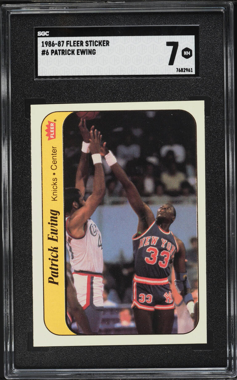 1986 Fleer Sticker Patrick Ewing ROOKIE #6 SGC 7 NRMT