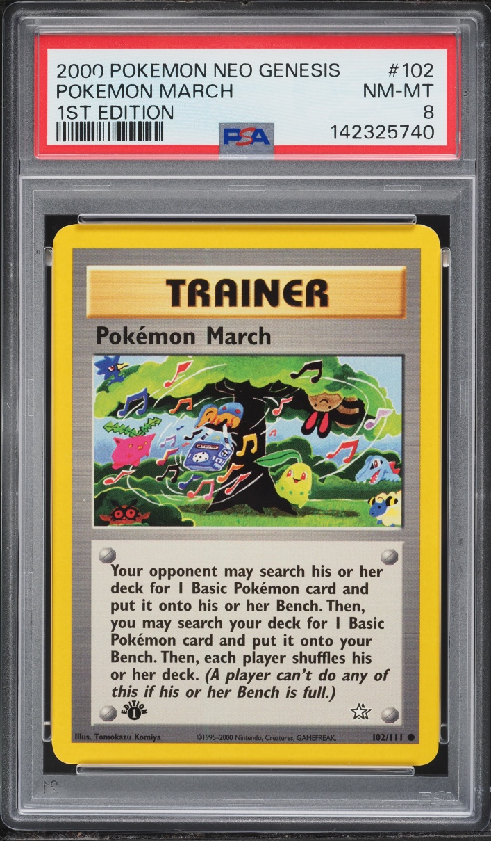 2000 Pokemon Neo Genesis 1st Edition Pokemon March #102 PSA 8 NM-MT