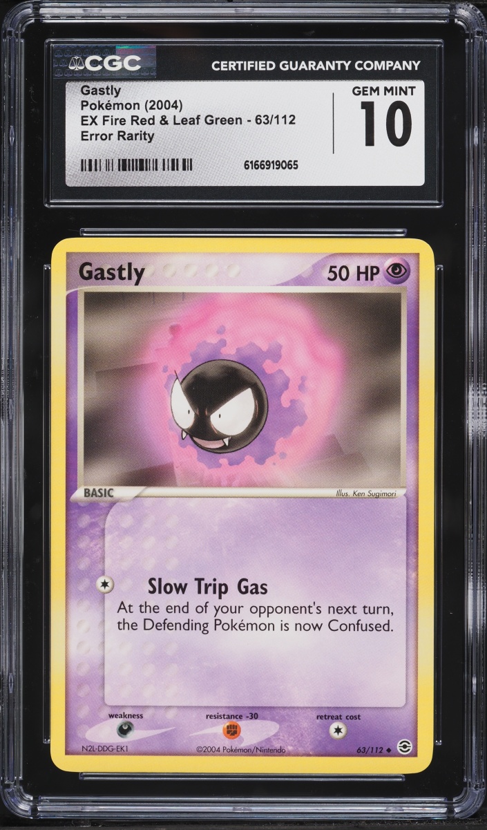 2004 Pokemon Ex Fire Red & Leaf Green Rarity Error Gastly #63 CGC 10 GEM MINT