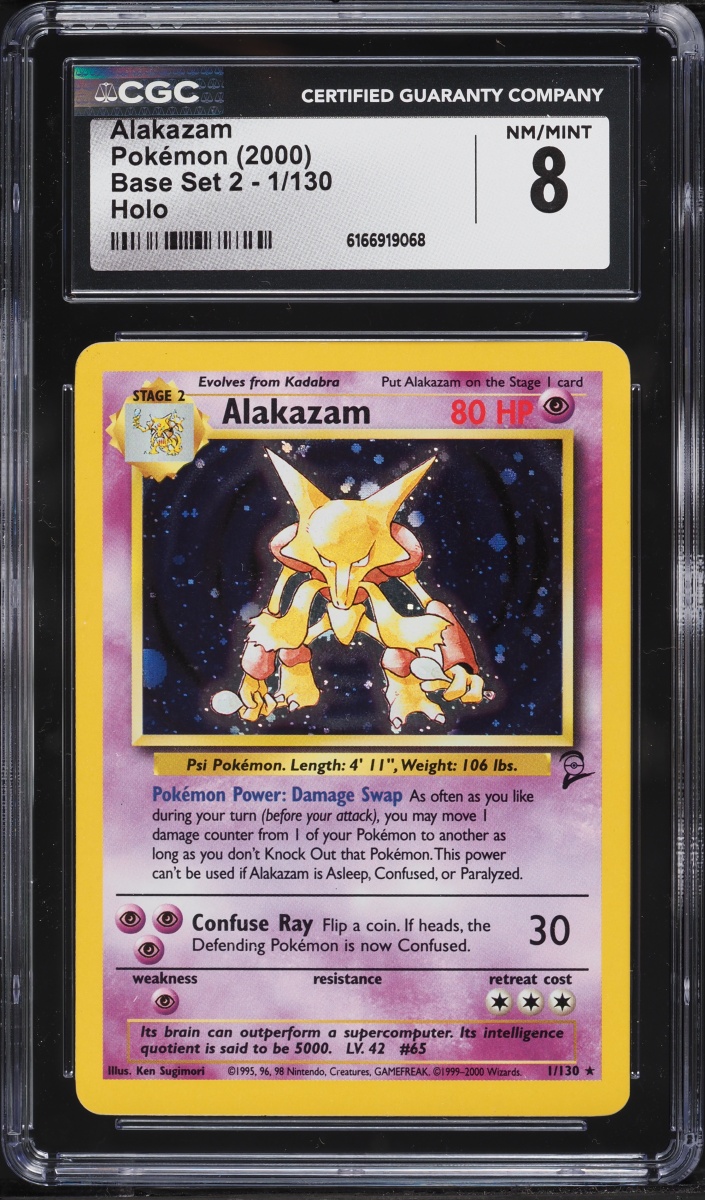 2000 Pokemon Base Set 2 Holo Alakazam #1 CGC 8 NM-MT