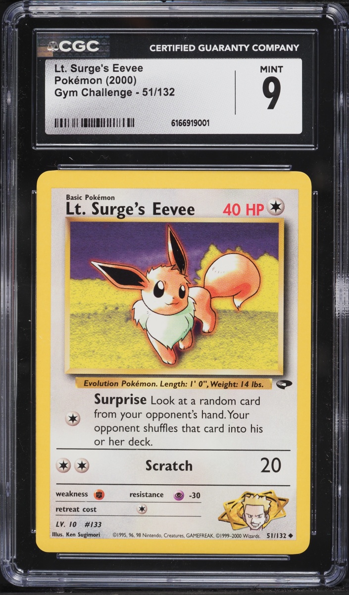 2000 Pokemon Gym Challenge Lt. Surge's Eevee #51 CGC 9 MINT