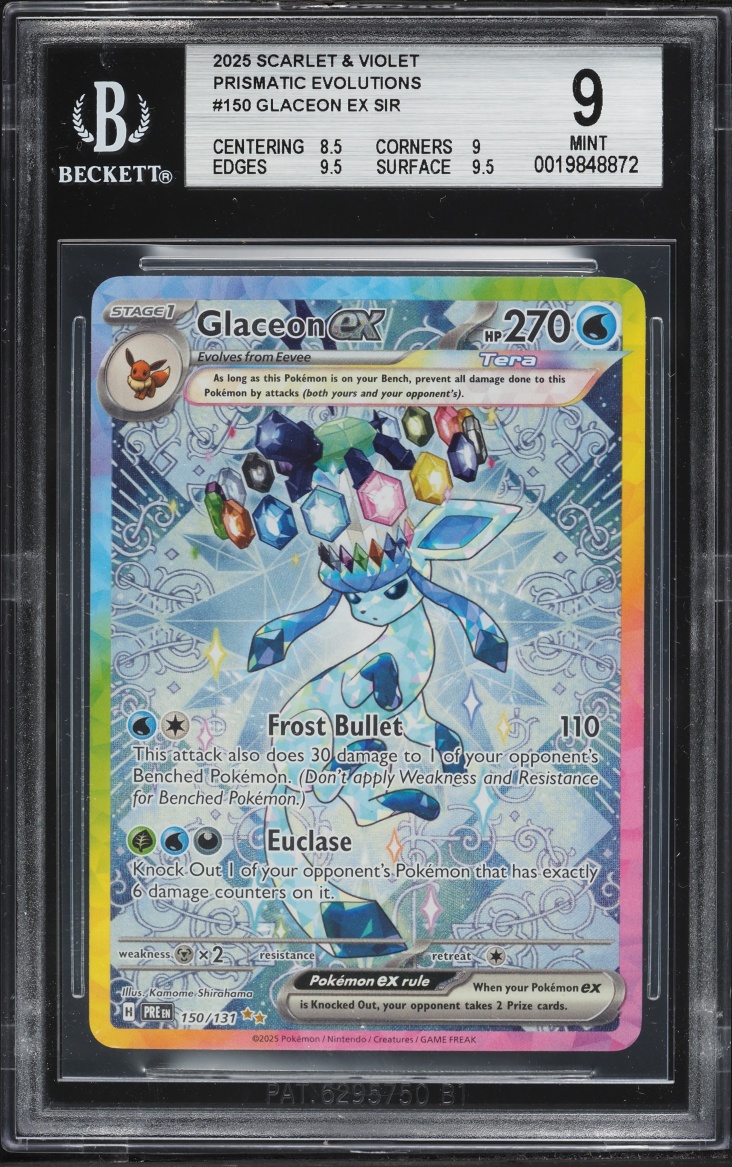 2025 Pokemon Scarlet & Violet Prismatic Evolutions SIR Glaceon ex #150 BGS 9 MINT