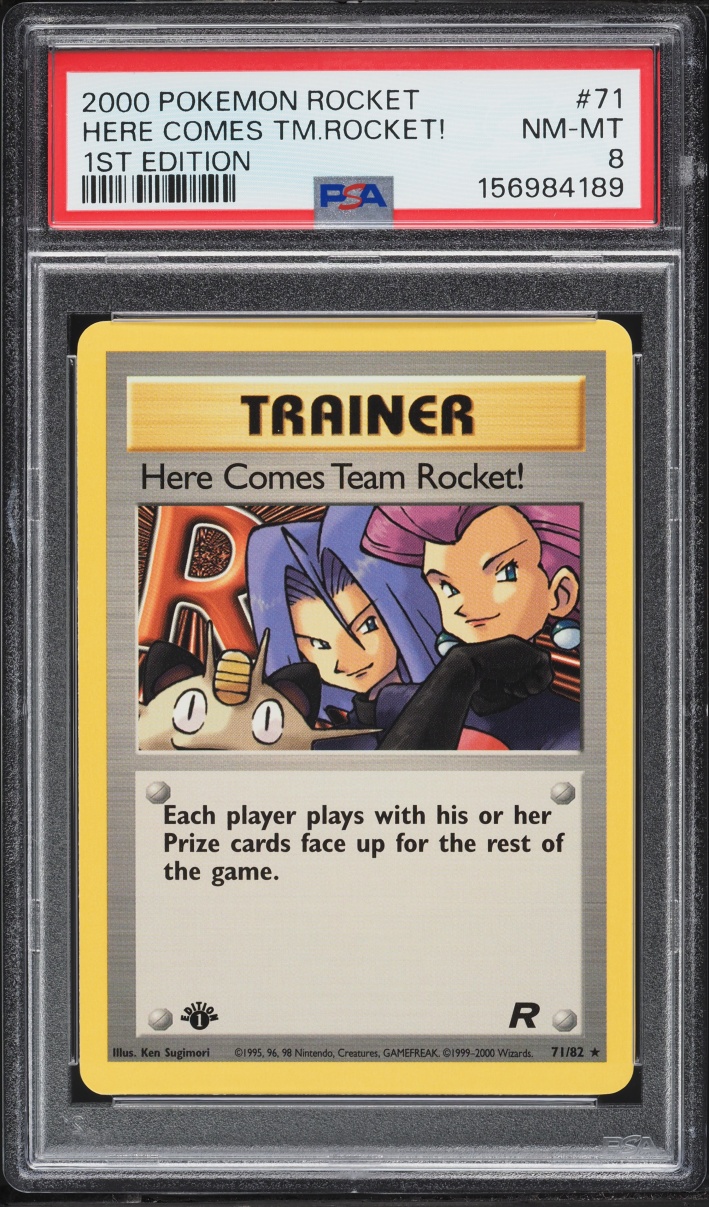 2000 Pokemon Team Rocket 1st Edition Here Comes Team Rocket! #71 PSA 8 NM-MT