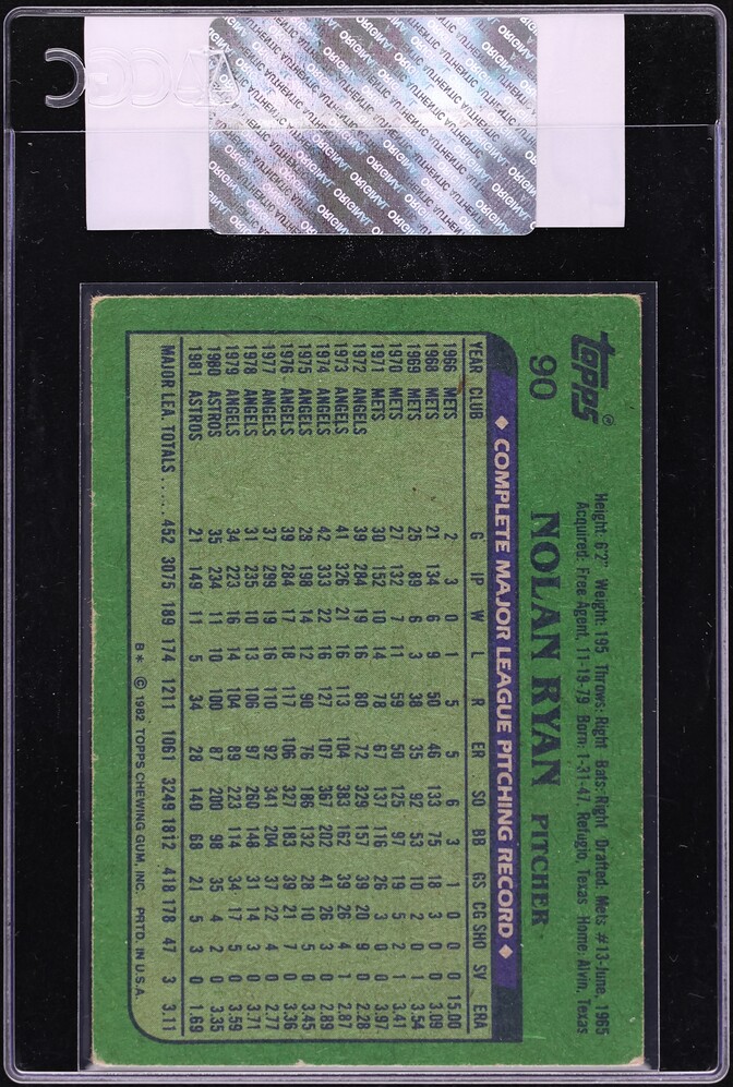 1982 Topps Nolan Ryan #90 CGC AUTH