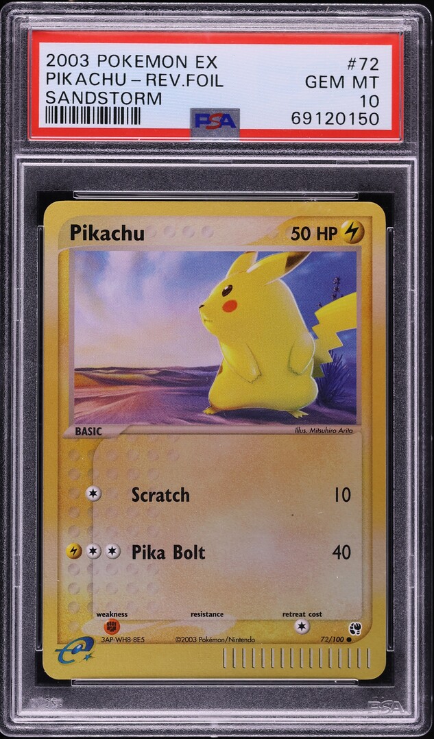 2003 Pokemon EX Sandstorm Reverse Holo Pikachu #72 PSA 10 GEM MINT