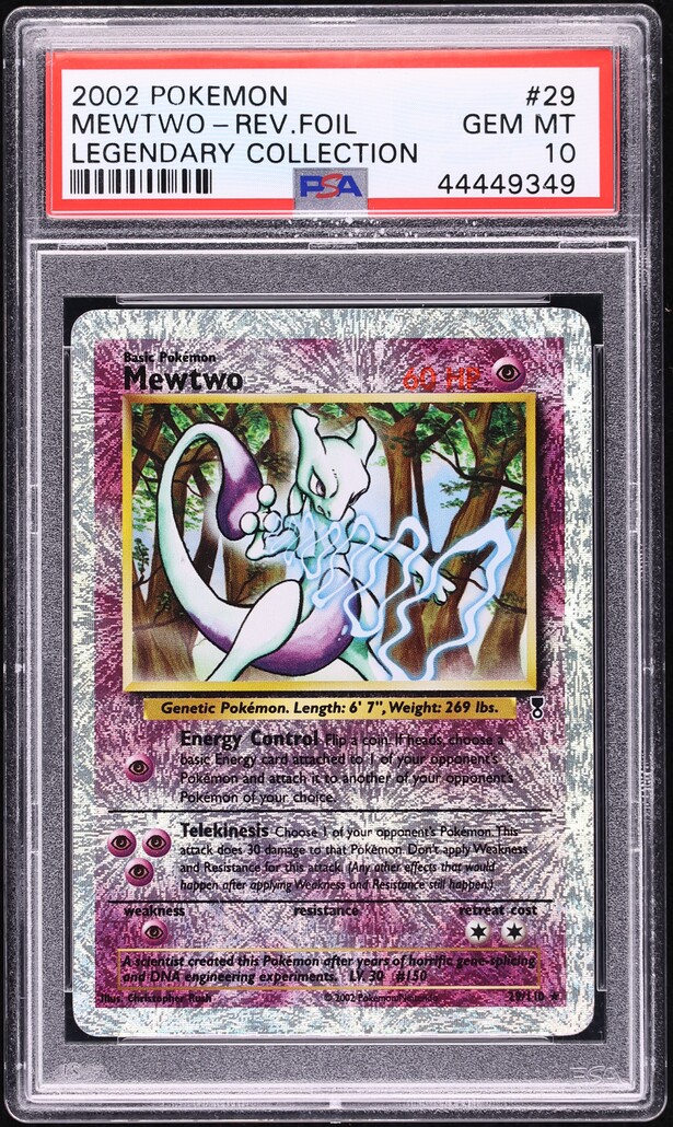 2002 Pokemon Legendary Collection Reverse Foil Mewtwo #29 PSA 10 GEM MINT