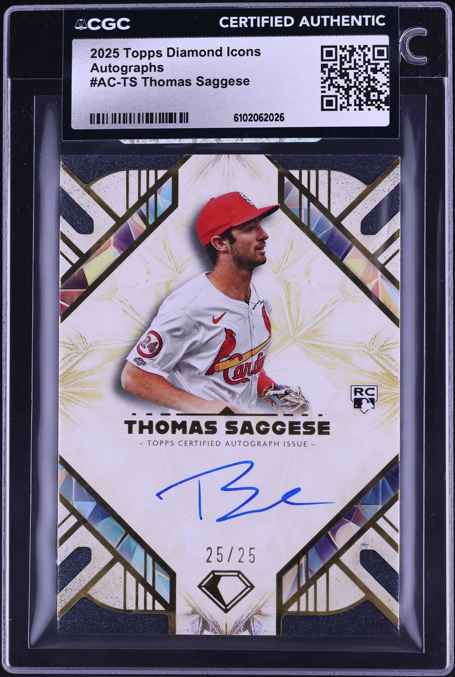 2025 Topps Diamond Icons Thomas Saggese ROOKIE AUTO 25/25 #AC-TS CGC ...