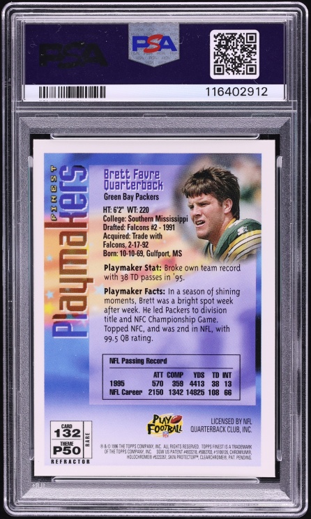 1996 Finest Refractor Brett Favre #132 PSA 8 NM-MT