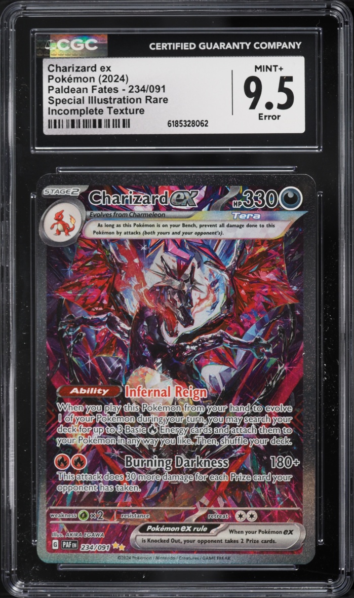 2024 Pokemon Scarlet & Violet Paldean Fates SIR Incomplete Texture Charizard EX #234 CGC 9.5