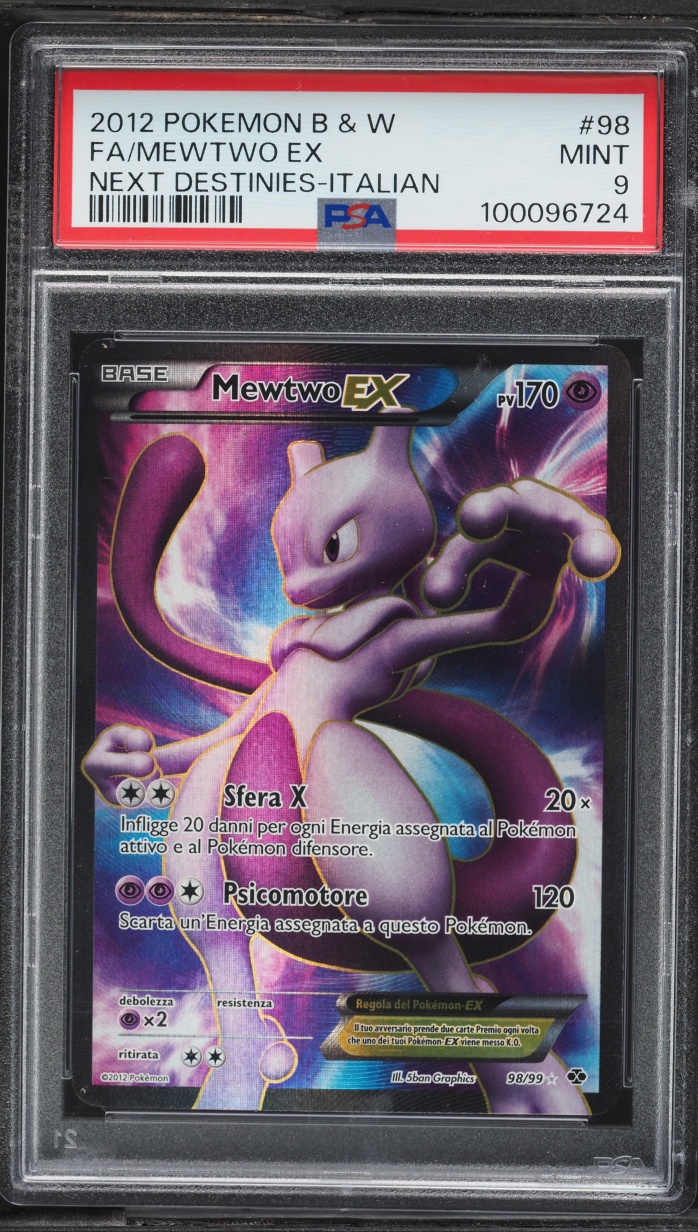 2012 Pokemon Italian Black & White Next Destinies Full Art Mewtwo EX #98 PSA 9 MINT