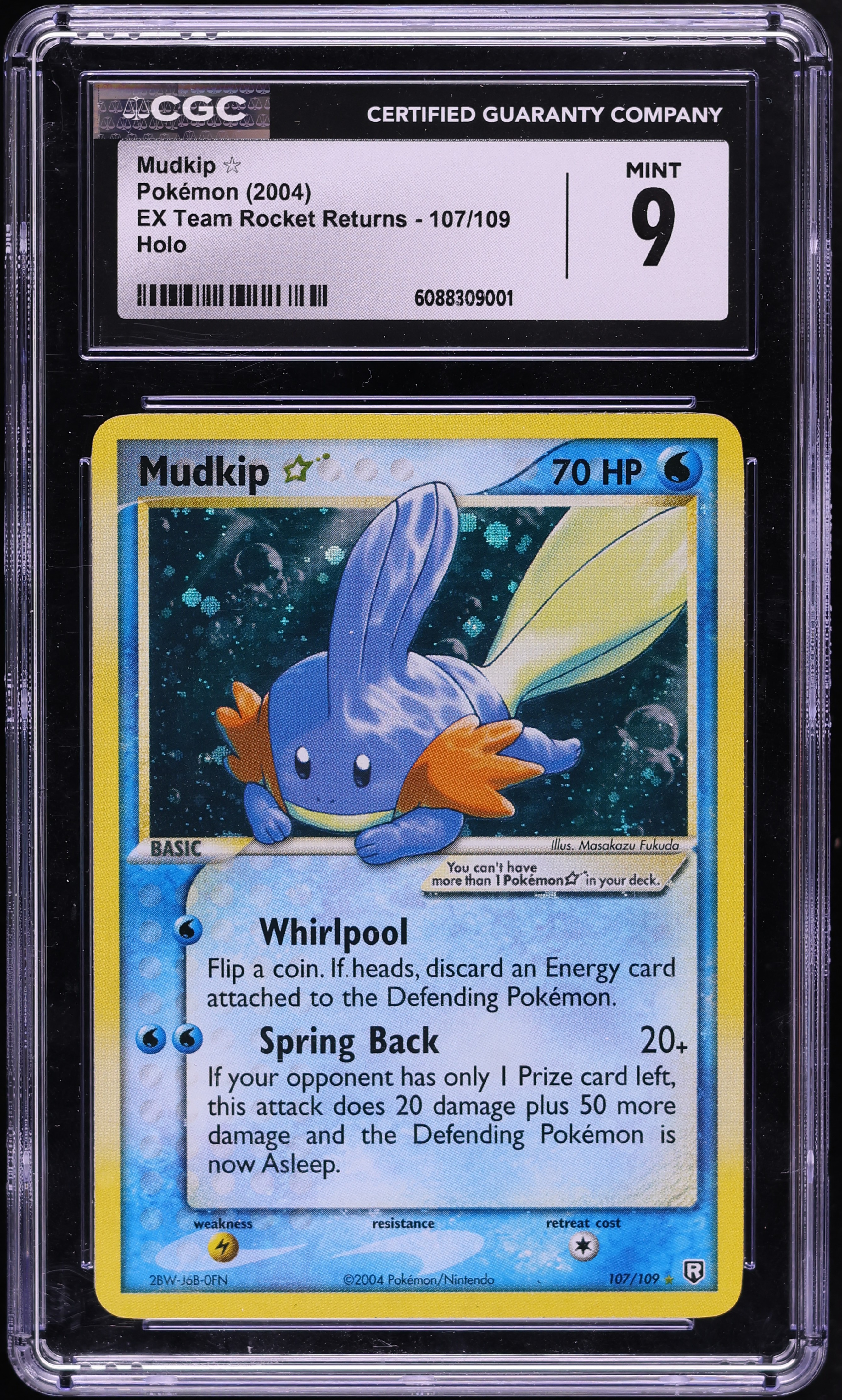 2004 Pokemon EX Team Rocket Returns Holo Mudkip Gold Star #107 CGC 9 MINT