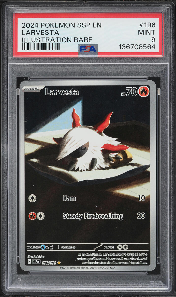 2024 Pokemon Scarlet & Violet Surging Sparks IR Larvesta #196 PSA 9 MINT