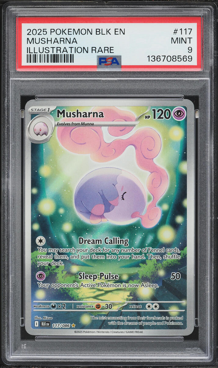 2025 Pokemon Scarlet & Violet Black Bolt IR Musharna #117 PSA 9 MINT