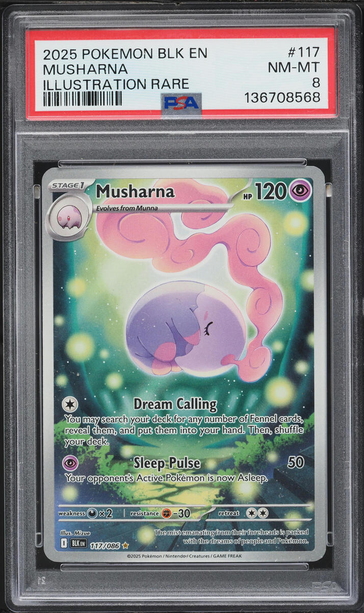2025 Pokemon Scarlet & Violet Black Bolt IR Musharna #117 PSA 8 NM-MT