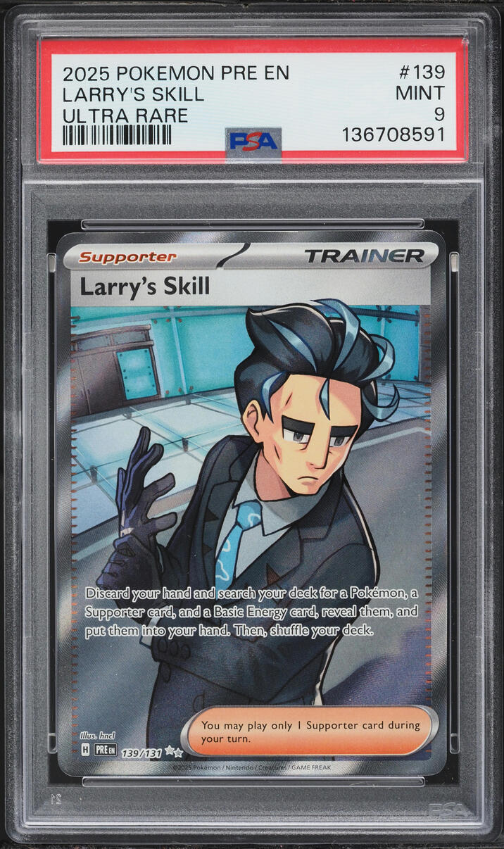 2025 Pokemon Scarlet & Violet Prismatic Evolutions Full Art Larry's Skill #139 PSA 9 MINT