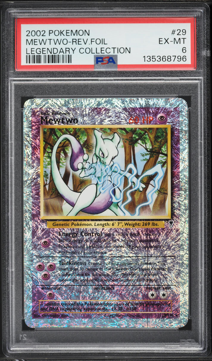 2002 Pokemon Legendary Collection Reverse Holo Mewtwo #29 PSA 6 EXMT