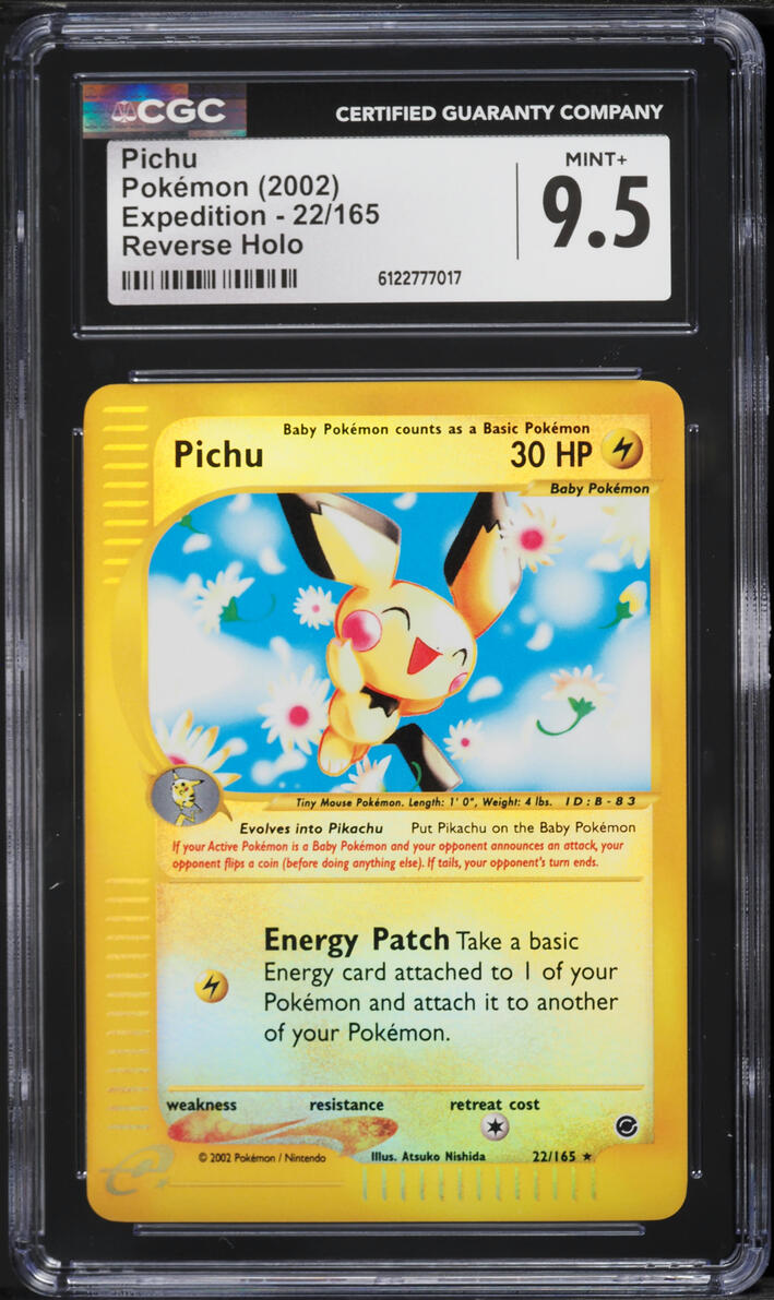 2002 Pokemon Expedition Reverse Holo Pichu #22 CGC 9.5 MINT+