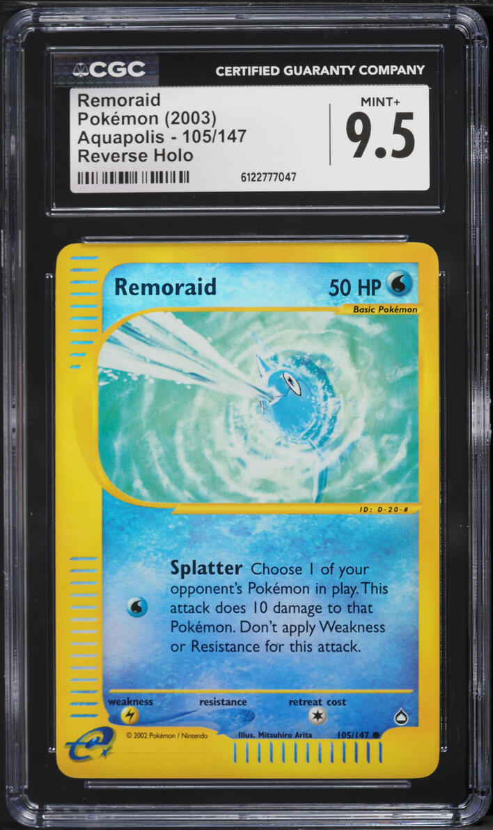 2003 Pokemon Aquapolis Reverse Holo Remoraid #105 CGC 9.5 MINT+