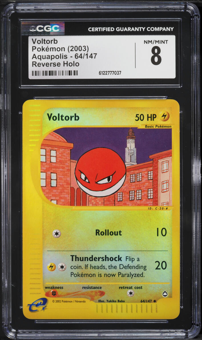 2003 Pokemon Aquapolis Reverse Holo Voltorb #64 CGC 8 NM-MT