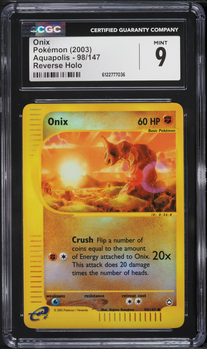 2003 Pokemon Aquapolis Reverse Holo Onix #98 CGC 9 MINT