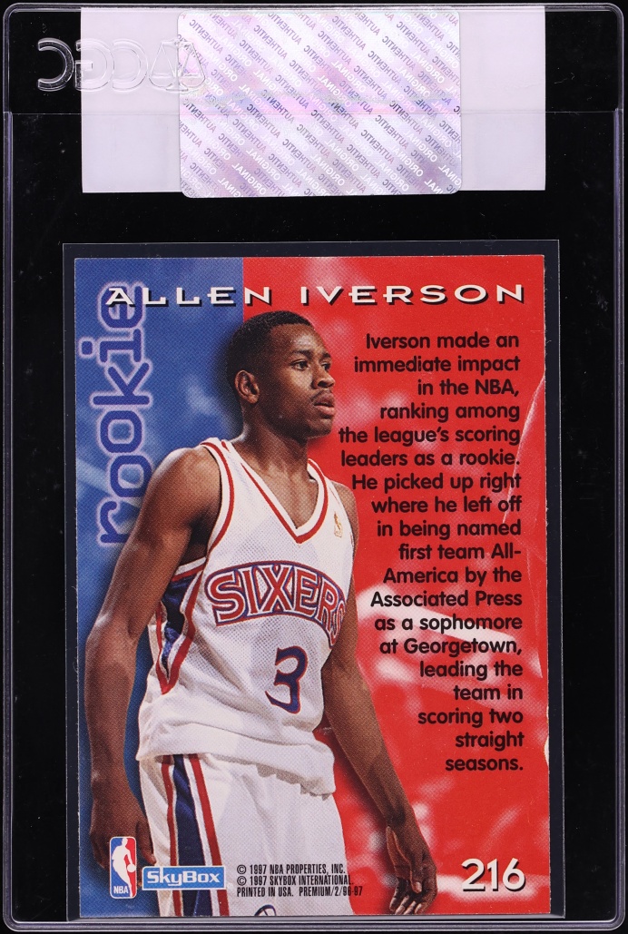 1996 Skybox Premium Allen Iverson ROOKIE #216 CGC AUTH