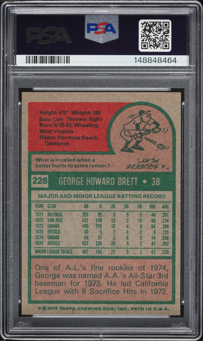 1975 Topps George Brett ROOKIE #228 PSA 5 EX