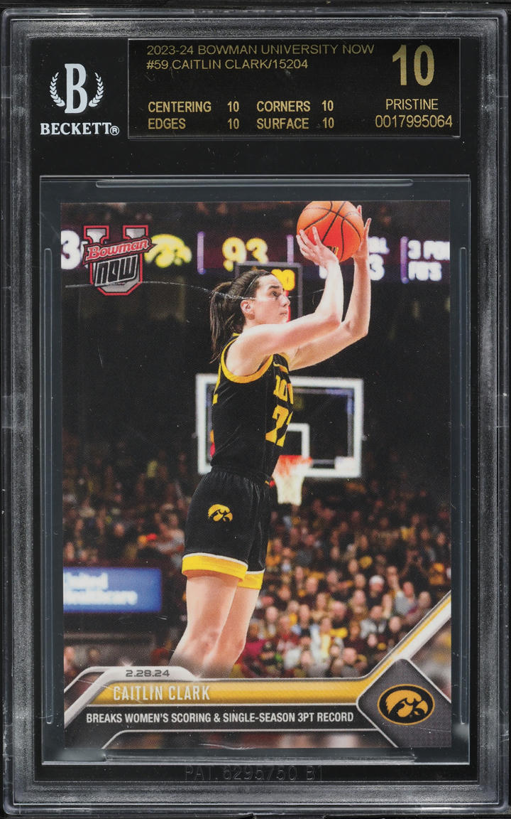 2023 Bowman University Now Caitlin Clark ROOKIE #59 BGS 10 BLACK LABEL
