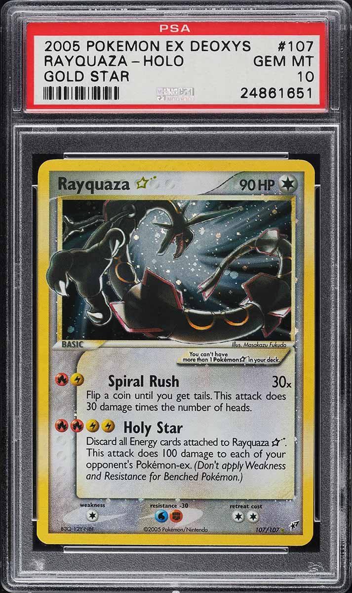 2005 Pokemon EX Deoxys Holo Rayquaza Gold Star #107 PSA 10 GEM MINT