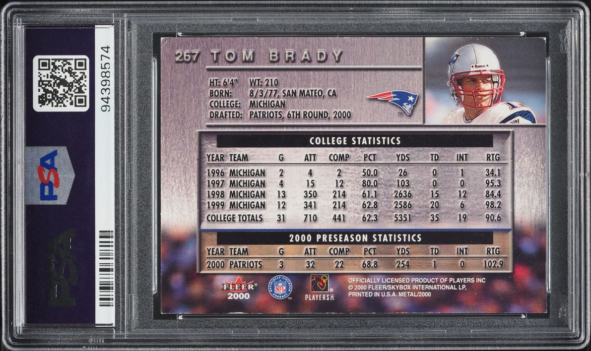 2000 Metal TB12 Collection Tom Brady ROOKIE AUTO DNA 10 #267 PSA AUTH