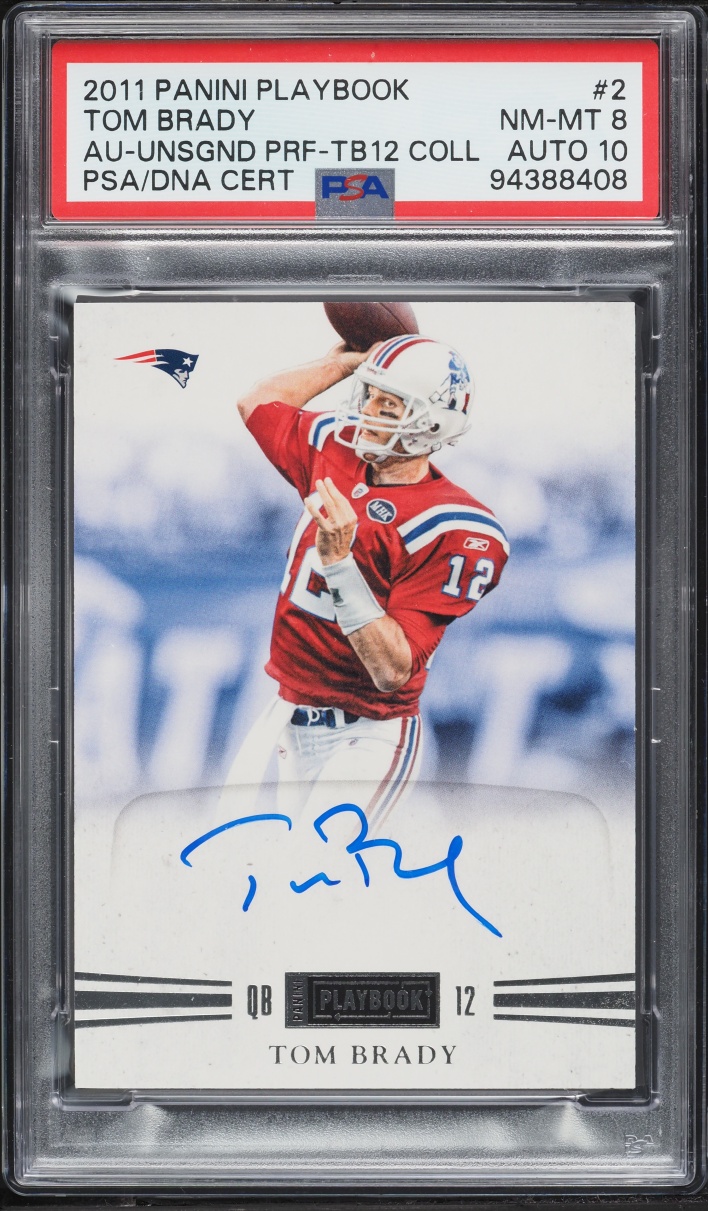 2011 Panini Playbook TB12 Collection Unsigned Proof Tom Brady AUTO DNA 10 #2 PSA 8 NM-MT
