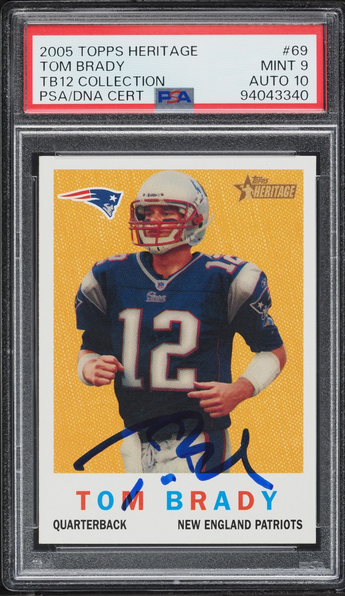 2005 Topps Heritage TB12 Collection Tom Brady AUTO DNA 10 #69 PSA 9 MINT