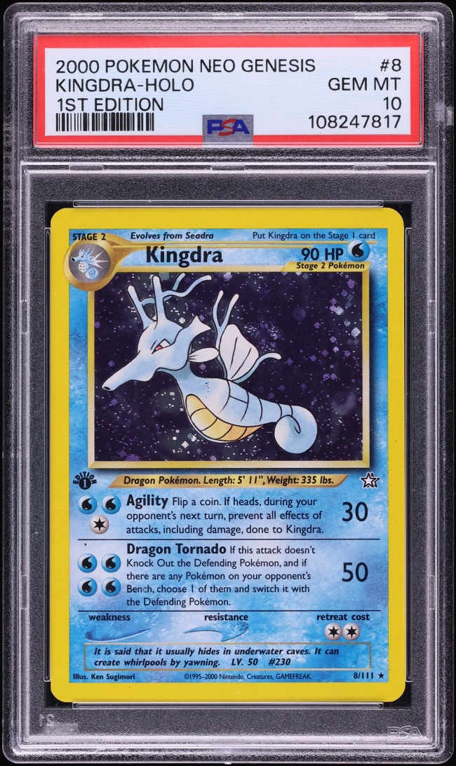 2000 Pokemon Neo Genesis 1st Edition Holo Kingdra #8 PSA 10 GEM MINT