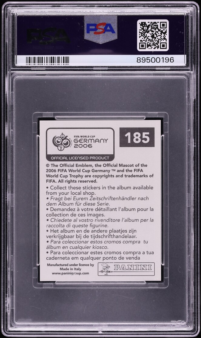 2006 Panini World Cup Germany Sticker Lionel Messi #185 PSA 10 GEM MINT