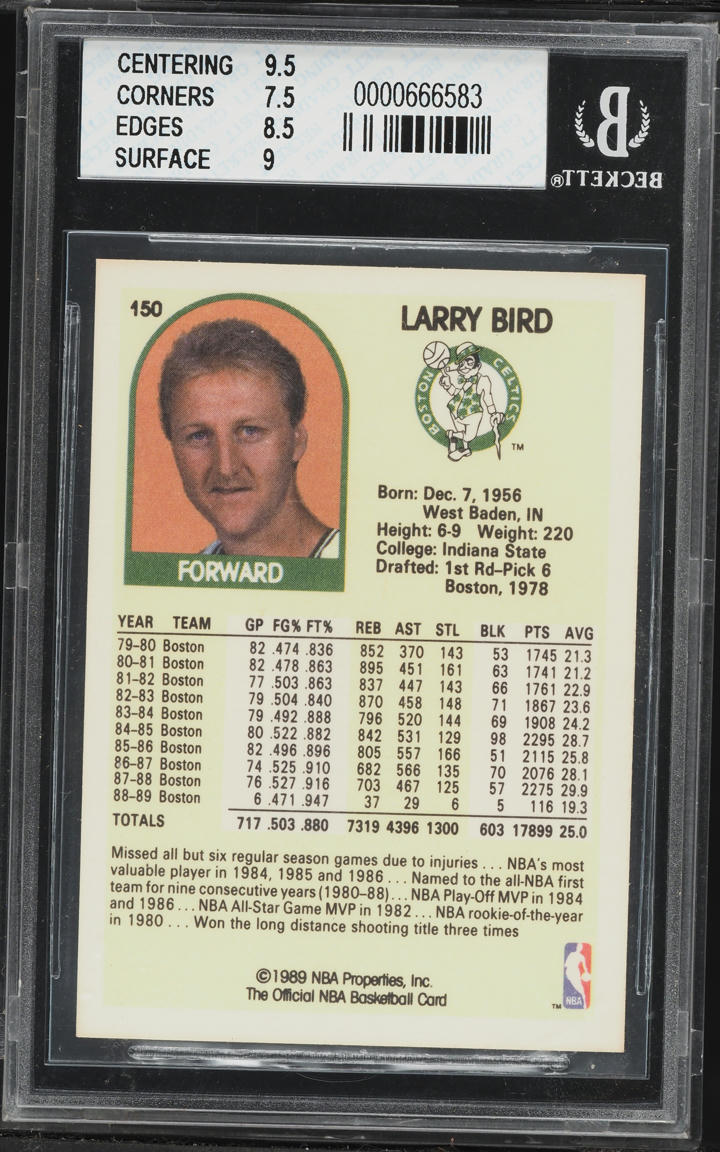 1989 Hoops Larry Bird #150 BGS 8 NM-MT