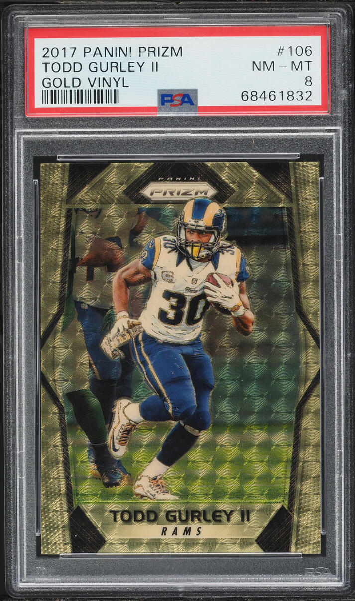 2017 Panini Prizm Gold Vinyl Todd Gurley II /5 #106 PSA 8 NM-MT - Photo 1