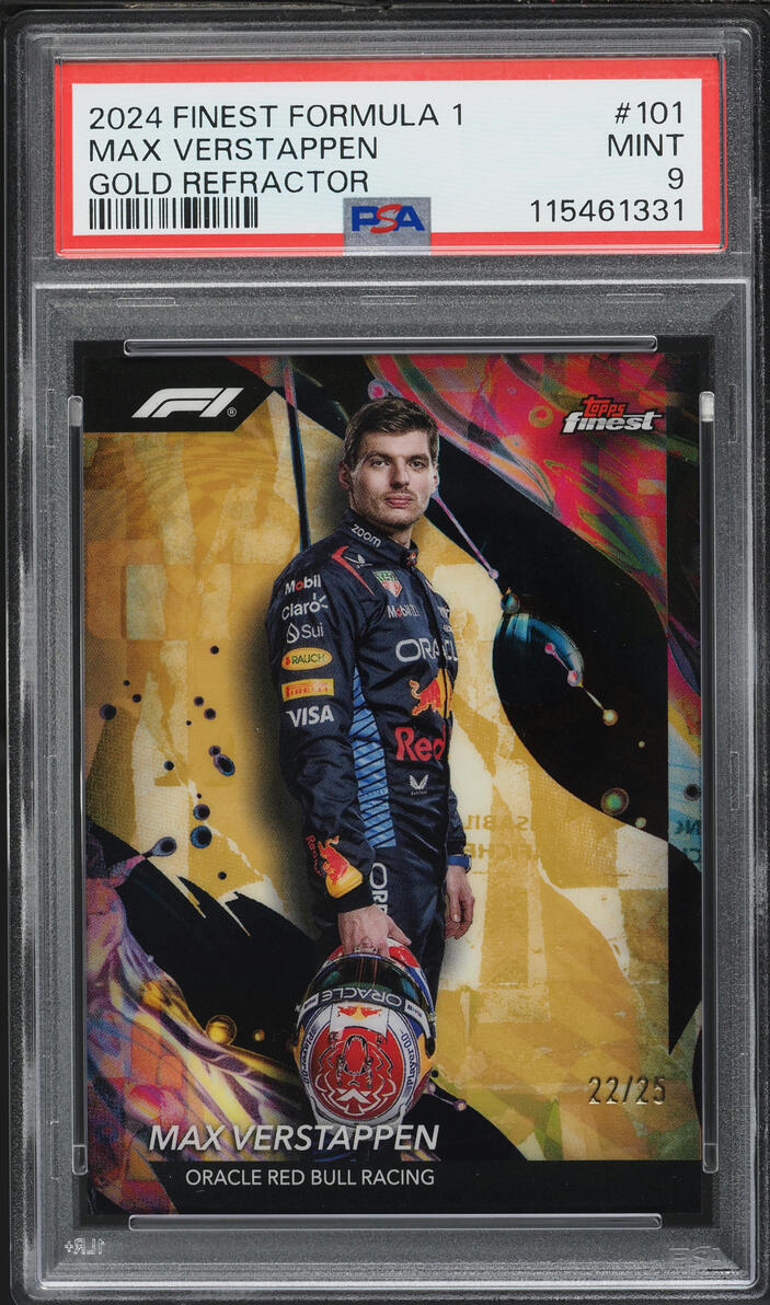 2024 Finest Formula 1 F1 Gold Refractor Max Verstappen /25 #101 PSA 9 MINT - Photo 1
