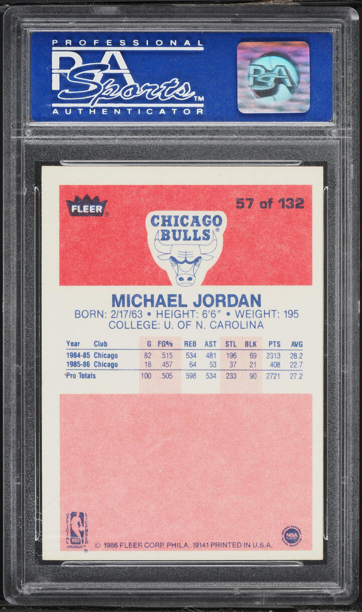 1986 Fleer Basketball Michael Jordan #57 PSA 8 NM-MT - Photo 2