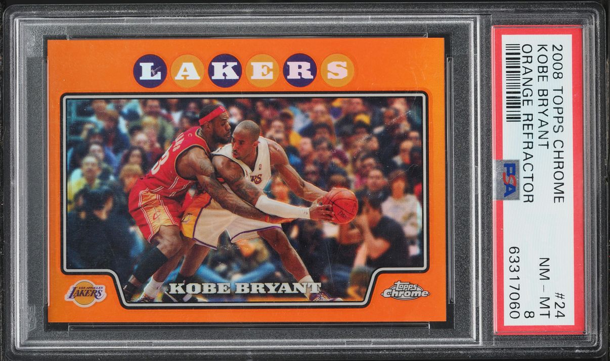 2008 Topps Chrome Orange Refractor Kobe Bryant w/ LeBron James /499 #24 PSA 8 NM-MT - Photo 1