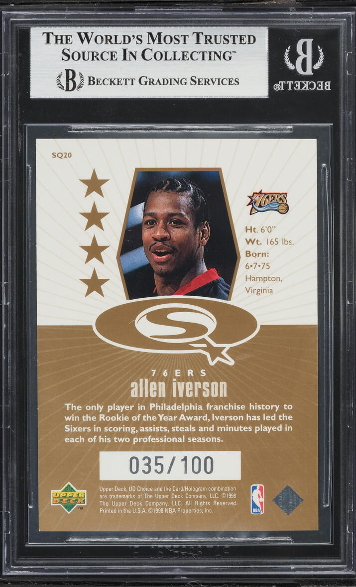 1998 UD Choice Starquest Gold Allen Iverson /100 #SQ20 BGS 8.5 NM-MT+ - Photo 2