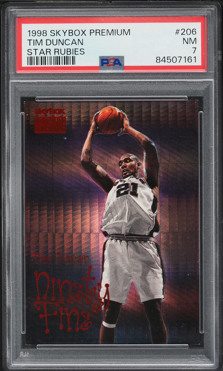 1998 Skybox Premium Star Rubies Tim Duncan /50 #206 PSA 7 NRMT - Photo 1