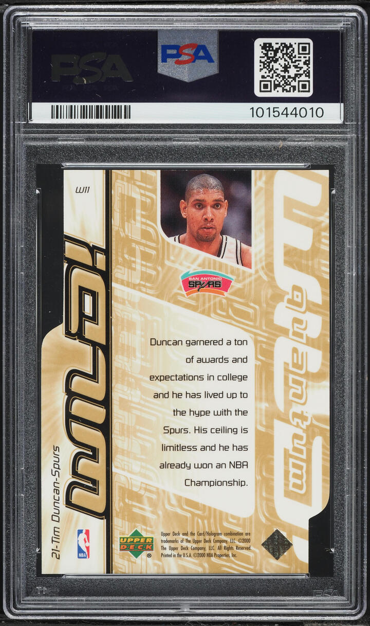 1999 Upper Deck Wild! Level 2 Tim Duncan 1/25 #W11 PSA 7 NRMT - Photo 2