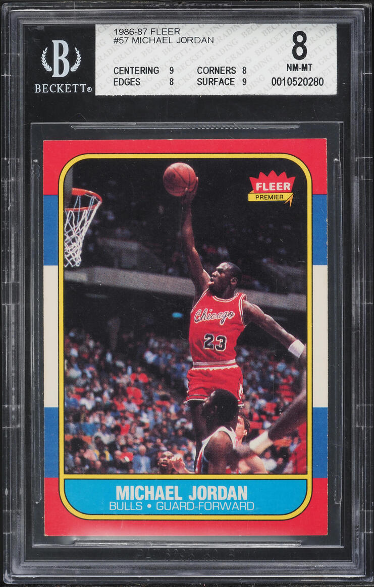 1986 Fleer Basketball Michael Jordan ROOKIE #57 BGS 8 NM-MT - Photo 1