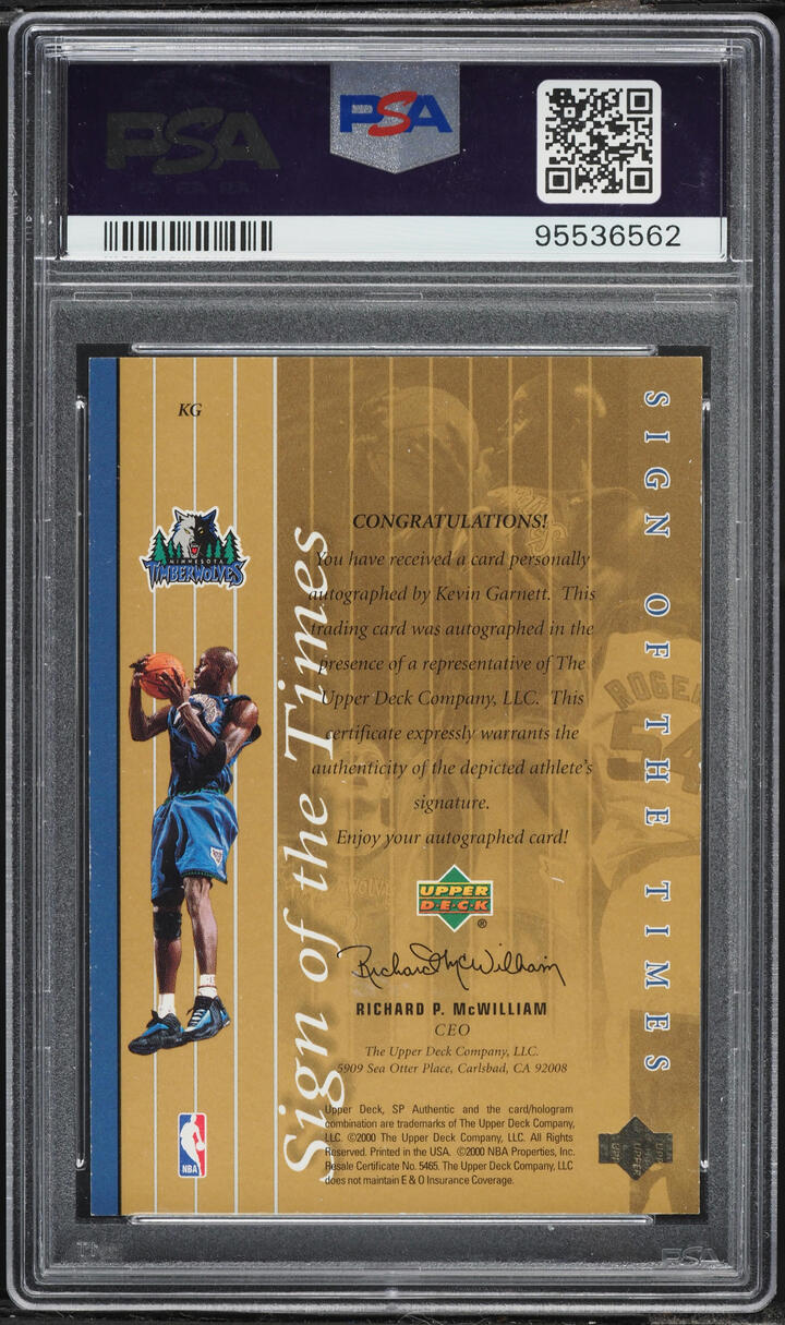 1999 SP Authentic Sign Of The Times Gold Kevin Garnett AUTO DNA 10 /25 #KG PSA 7 NRMT - Photo 2