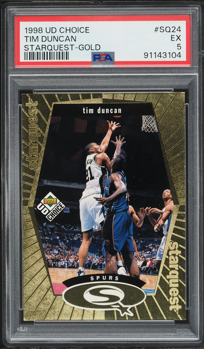 1998 Upper Deck Choice Starquest Gold Tim Duncan /100 #SQ24 PSA 5 EX - Photo 1