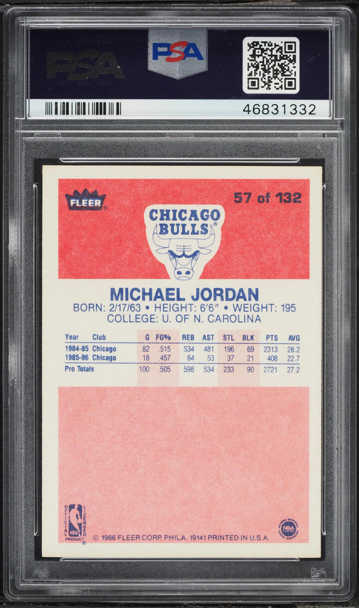 1986 Fleer Basketball Michael Jordan #57 PSA 7.5 NRMT+ - Photo 2