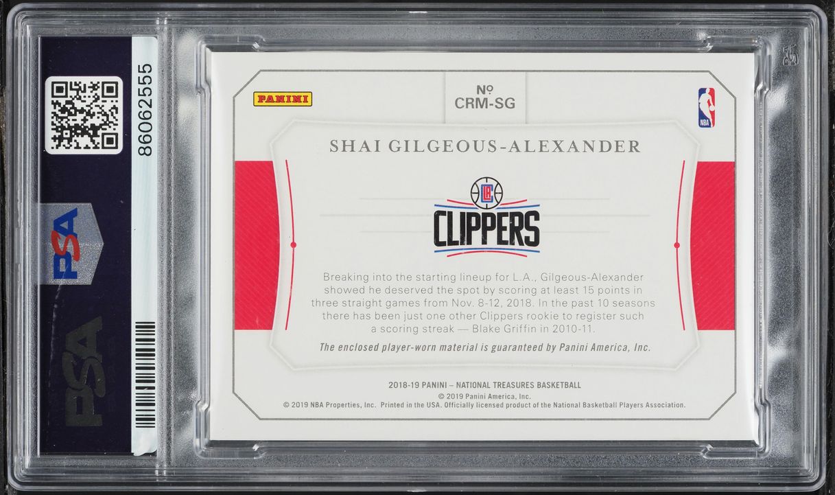 2018 National Treasures Colossal Shai Gilgeous-Alexander ROOKIE PATCH AUTO DNA 10 /99 PSA 10 - Photo 2