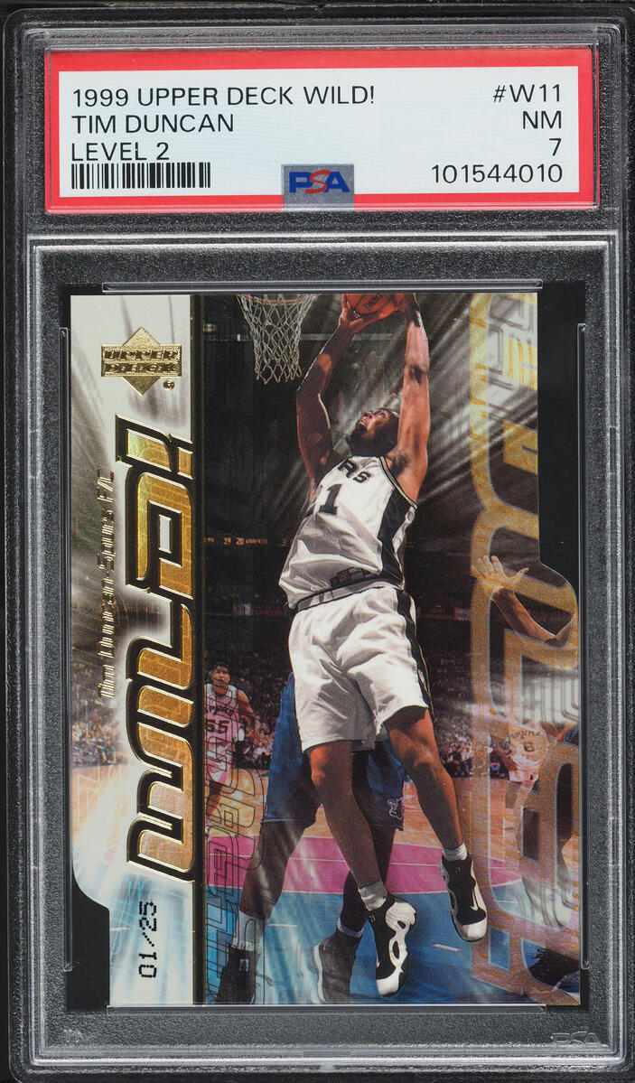 1999 Upper Deck Wild! Level 2 Tim Duncan 1/25 #W11 PSA 7 NRMT - Photo 1