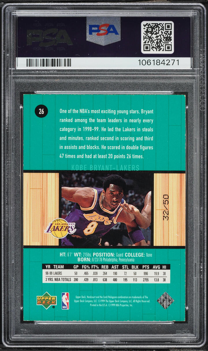 1999 Upper Deck Hardcourt Baseline Grooves Silver Kobe Bryant /50 #26 PSA 7 NRMT - Photo 2