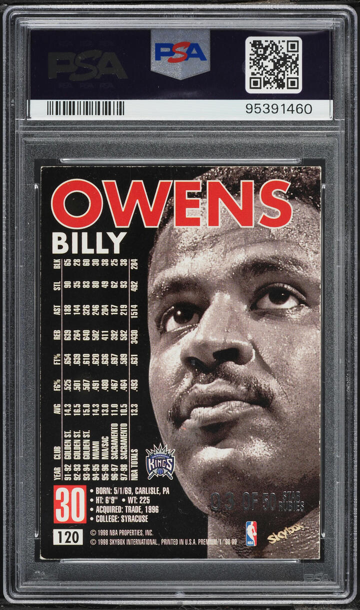1998 Skybox Premium Star Rubies Billy Owens /50 #120 PSA 4 VGEX - Photo 2
